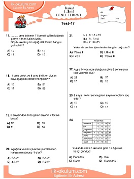 ilkokul 1. Sınıf Genel Tekrar Testleri 